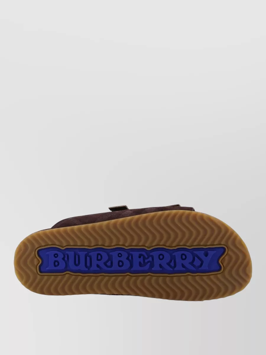 Burberry Urchin Suede Sandals Traditional Check Detail