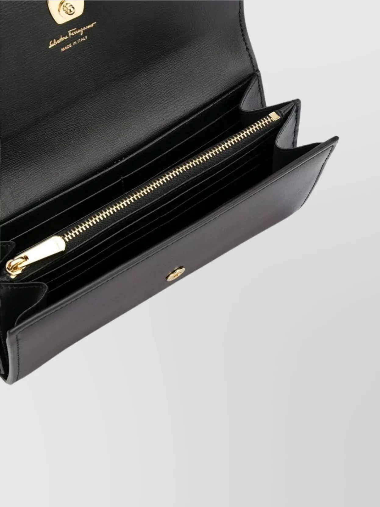 Ferragamo Continental Bow Flap Wallet In Black