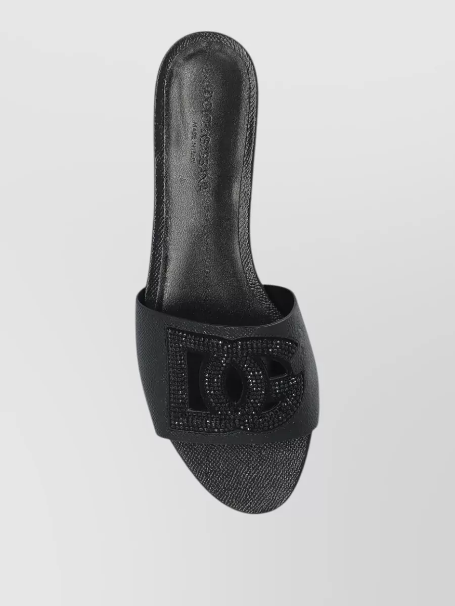 Dolce&Gabbana Dg Logo Leather Flat Sole Sandals