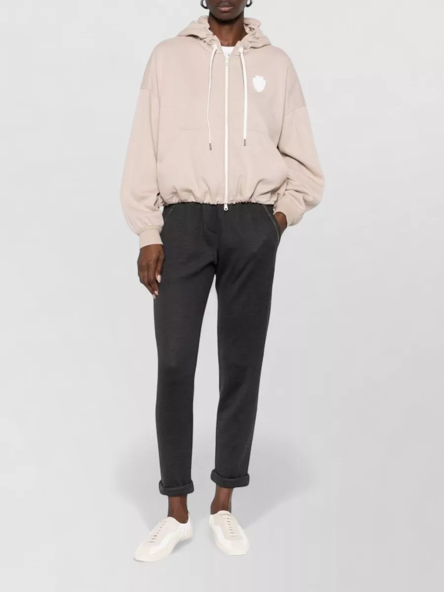 Brunello Cucinelli Cotton Logo-Patch Zip Hoodie