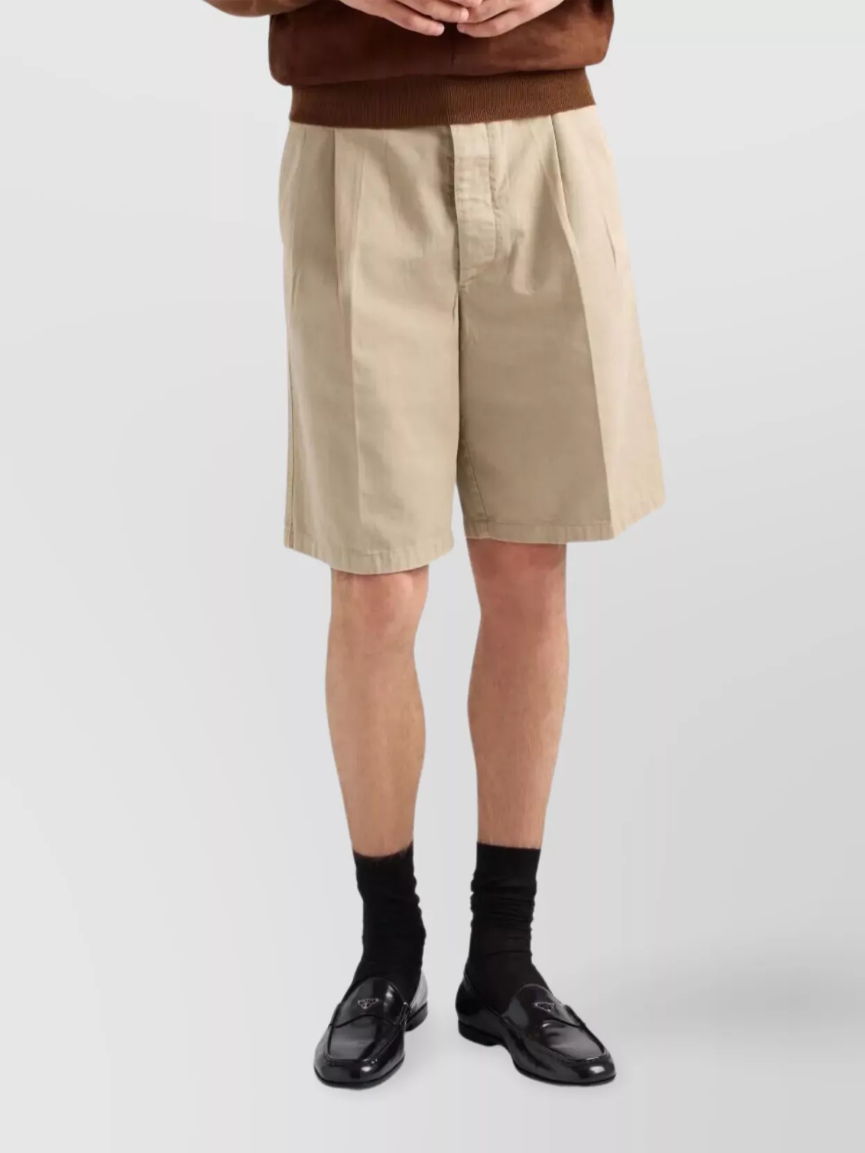 Prada Vintage Effect Cotton Bermudas