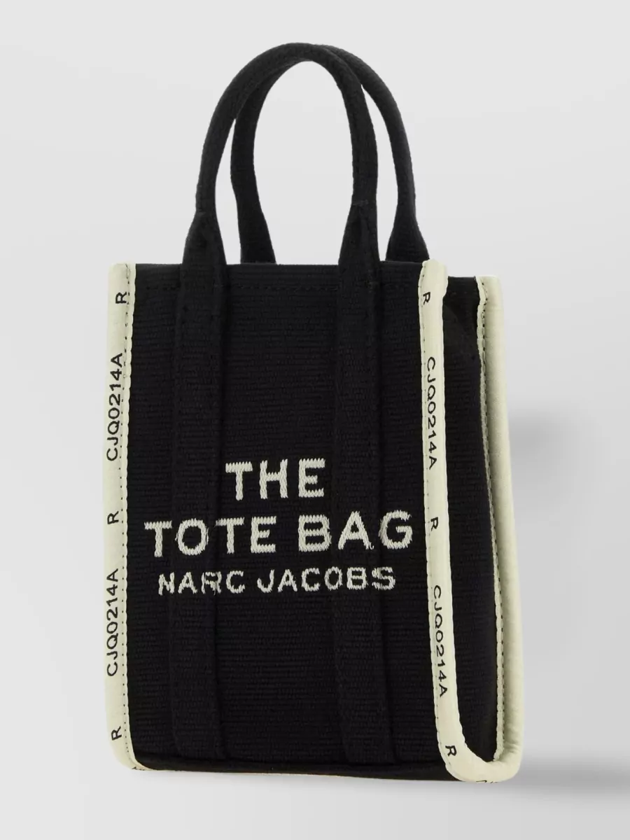 Shop Marc Jacobs The Mini Canvas Tote With Contrasting Strap In Black