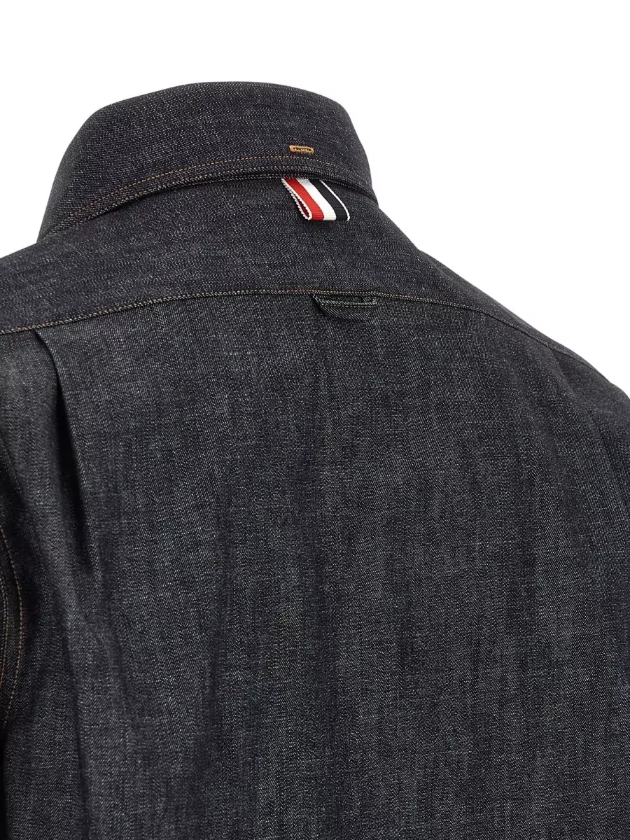 Thom Browne Denim Shirt Button Down Collar Chest Pocket