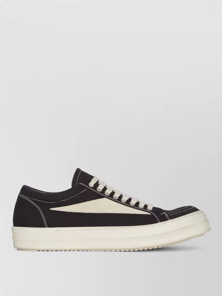 Rick Owens Drkshdw Denim Leather Appliqué Low-Top Sneakers