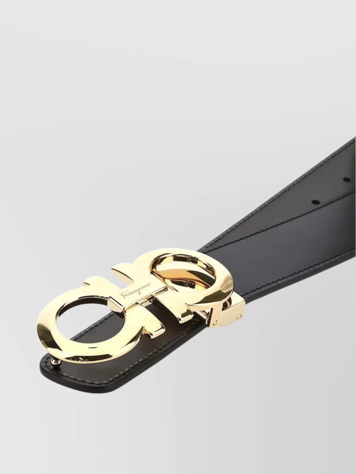 Ferragamo Reversible Smooth Leather Belt With Adjustable Length In Black