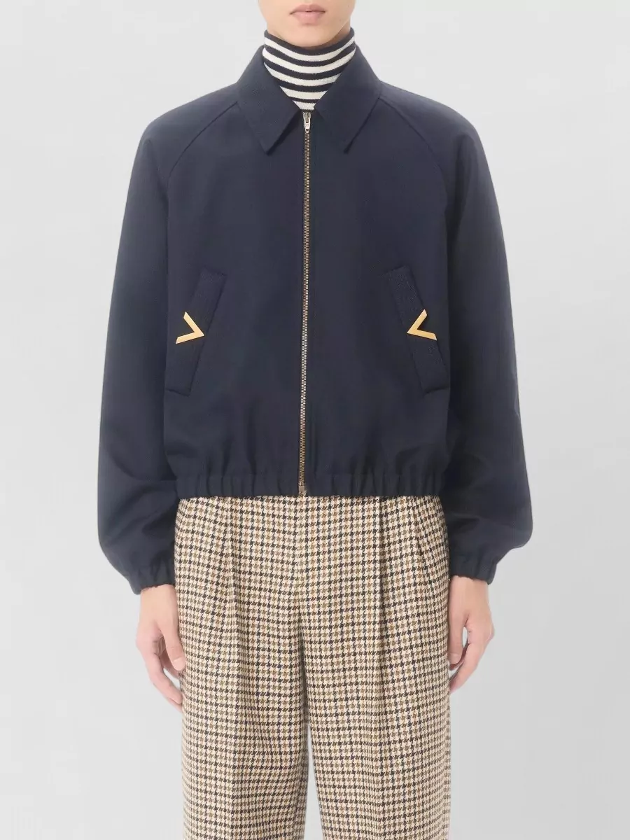 Valentino Garavani Nylon Bomber Jacket Vgold Logo Detail
