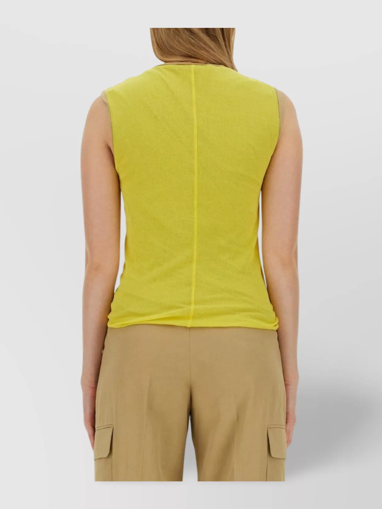 Sportmax Fitted Sleeveless Top Crew Neck Style In Yellow