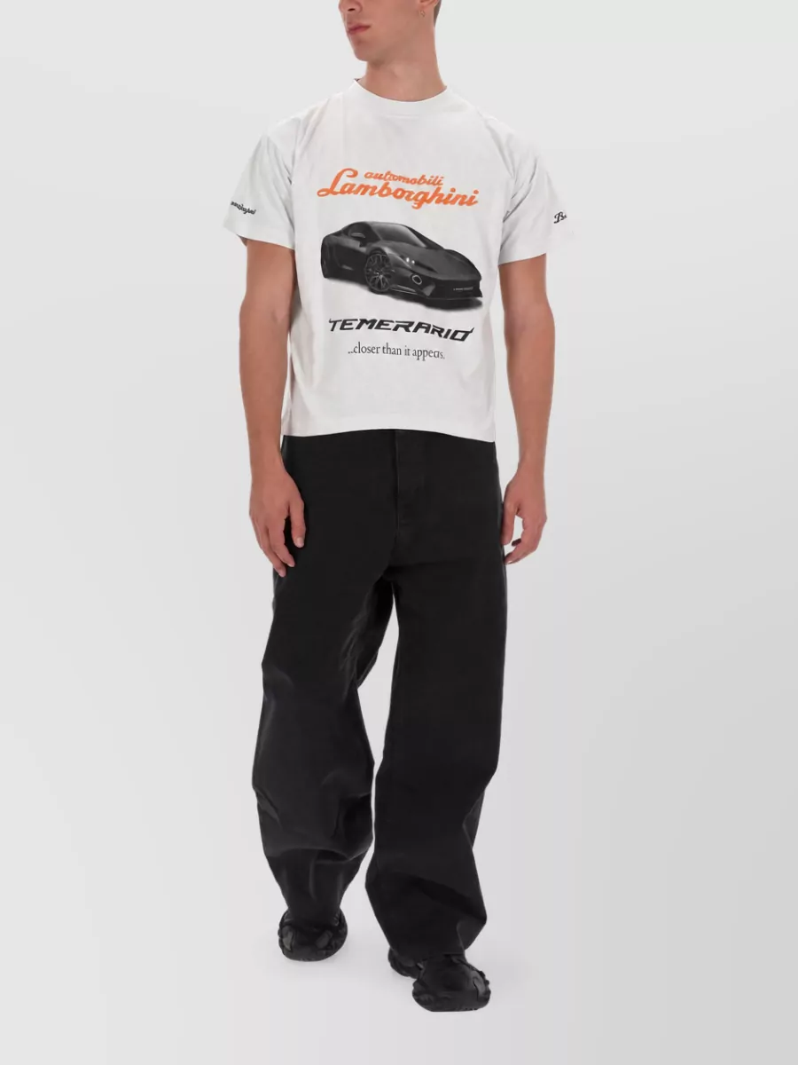 Balenciaga Cropped Crew Neck T Shirt Graphic Print