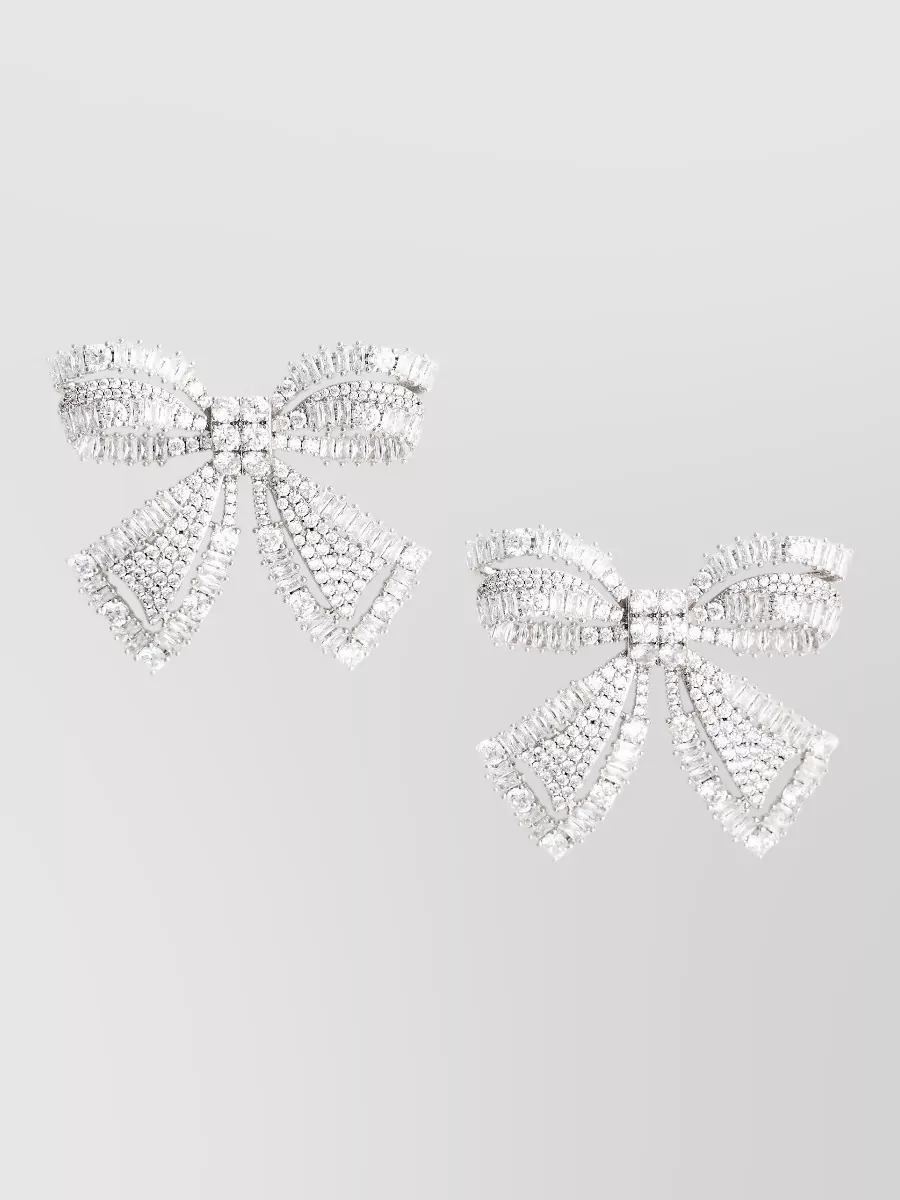 Self-Portrait crystal-embellished bow earrings