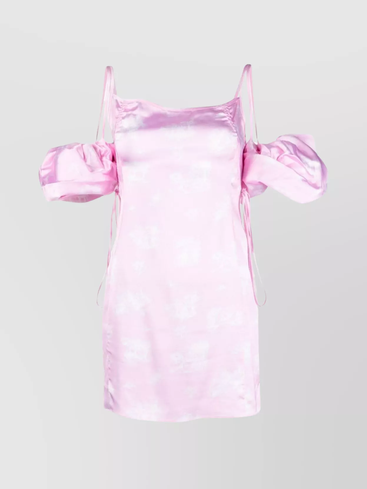 Shop Jacquemus Adjustable Waist Drawstring Puffed Sleeve Dress In Pastel