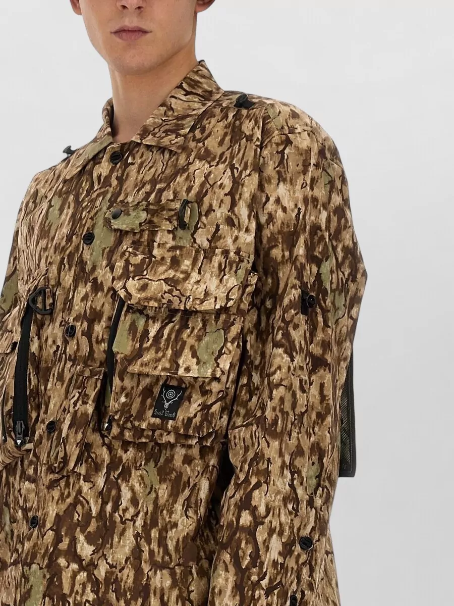 South2 West8 Camouflage-Print Oversized Military Jacket