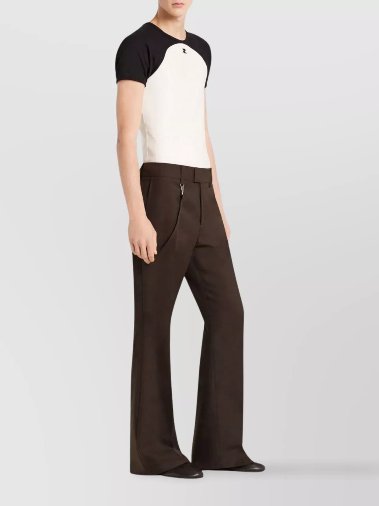 Courrèges Contrast Raglan Sleeve T-Shirt With Curved Hem