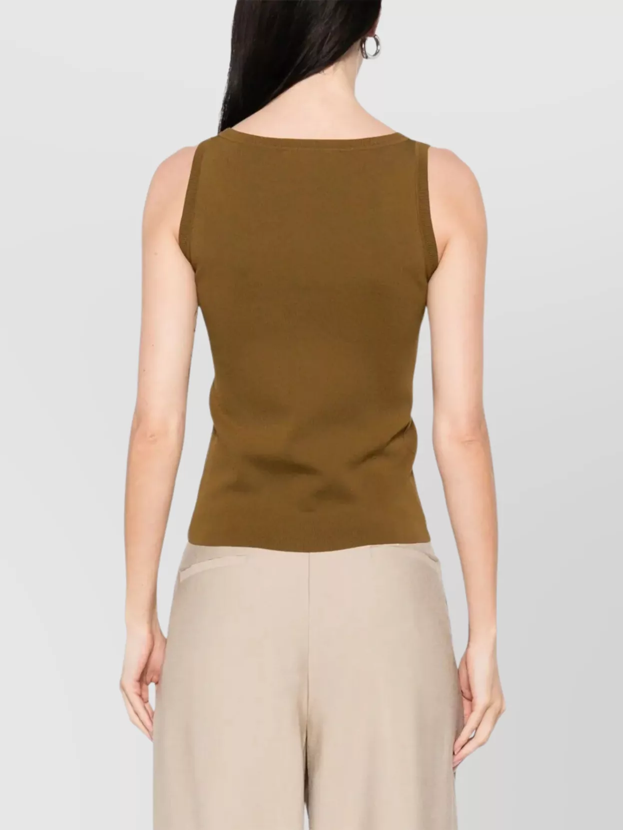 Max Mara Ribbed Trim Scoop Neck Sleeveless Top