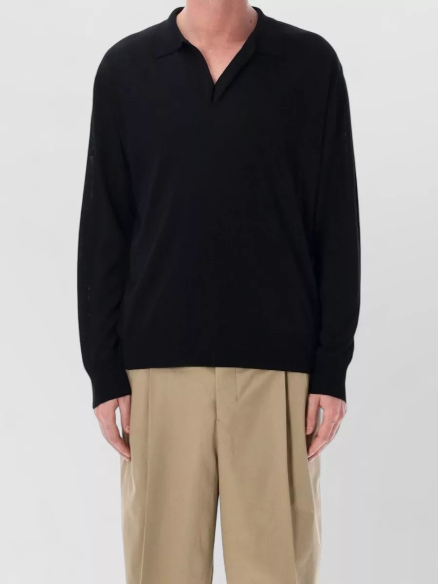 Roberto Collina Ribbed long-sleeve polo sweater