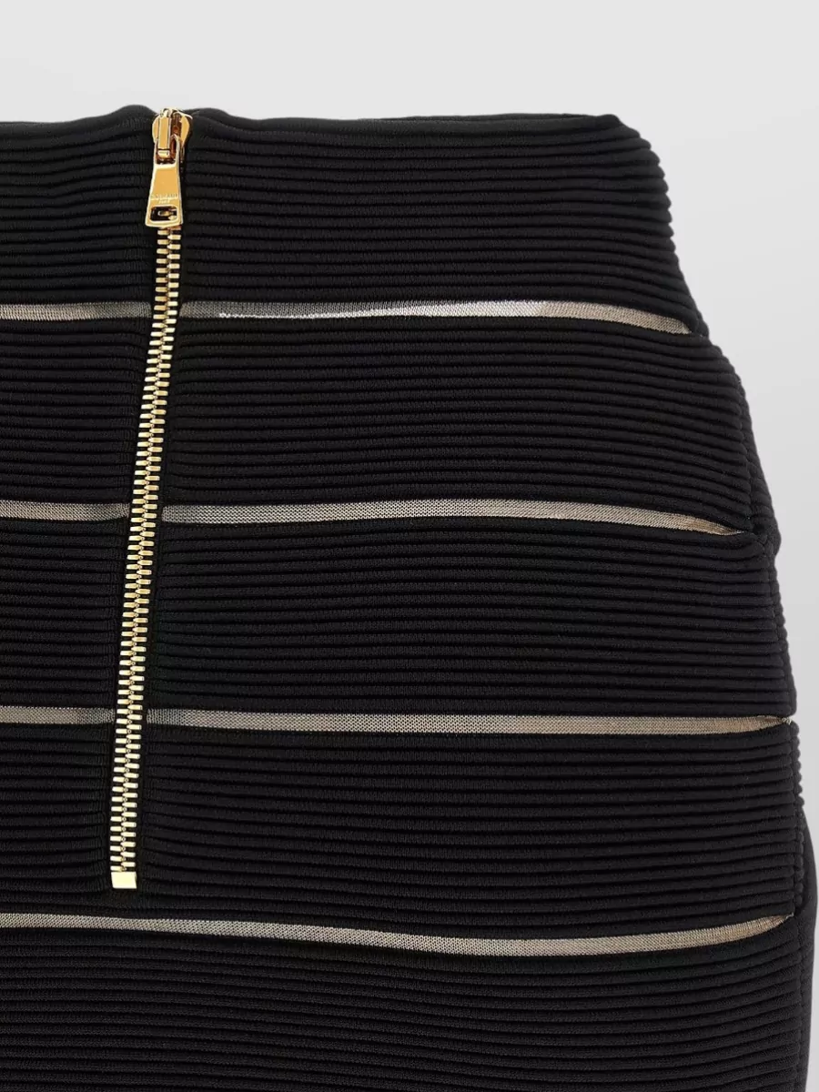 Balmain Mesh Panel V-Waist Mini Skirt