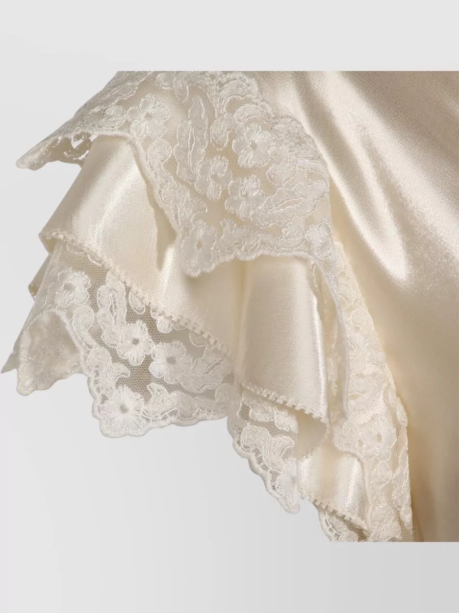 Alberta Ferretti Knee Length Dress Cap Sleeves V Neck