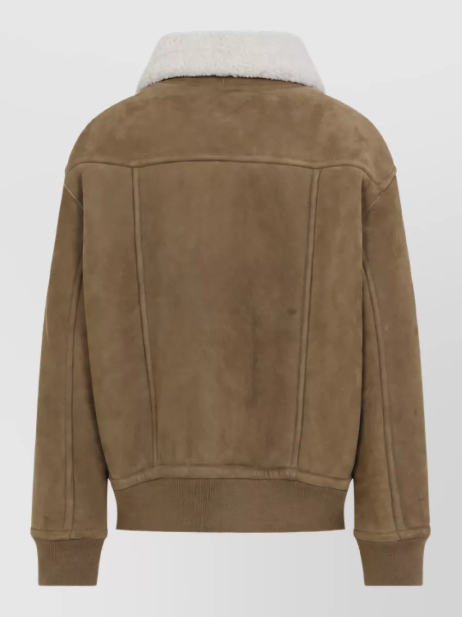 Yves Salomon Shearling Leather Bomber Jacket