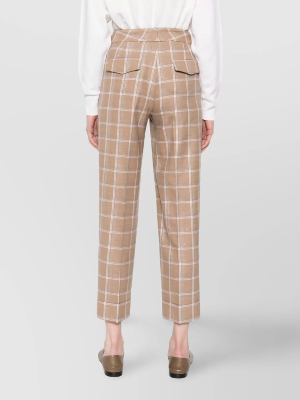 Peserico Cropped Checked Trousers Featuring Pockets