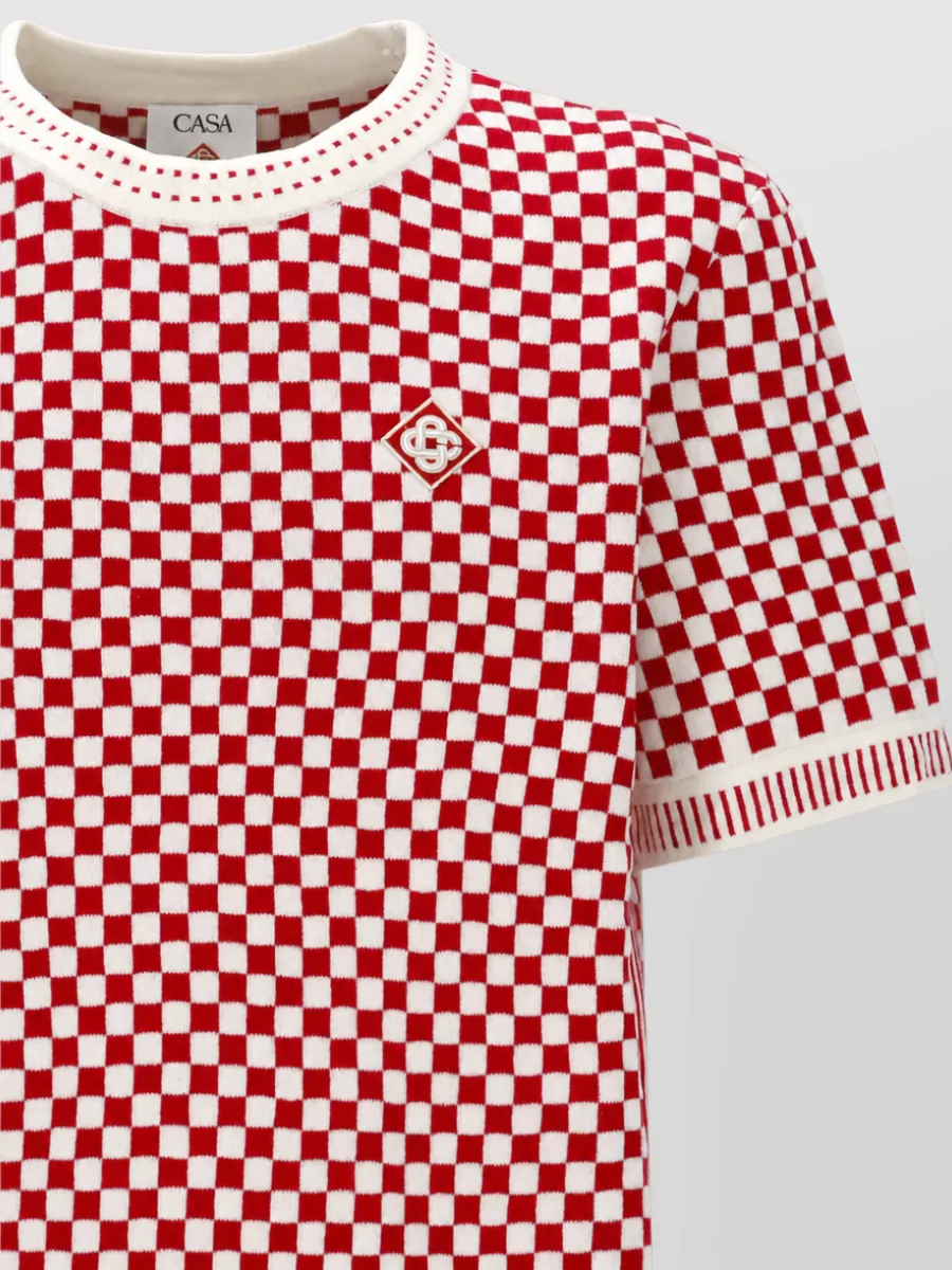 Casablanca Checked Short-Sleeve Cotton T-Shirt