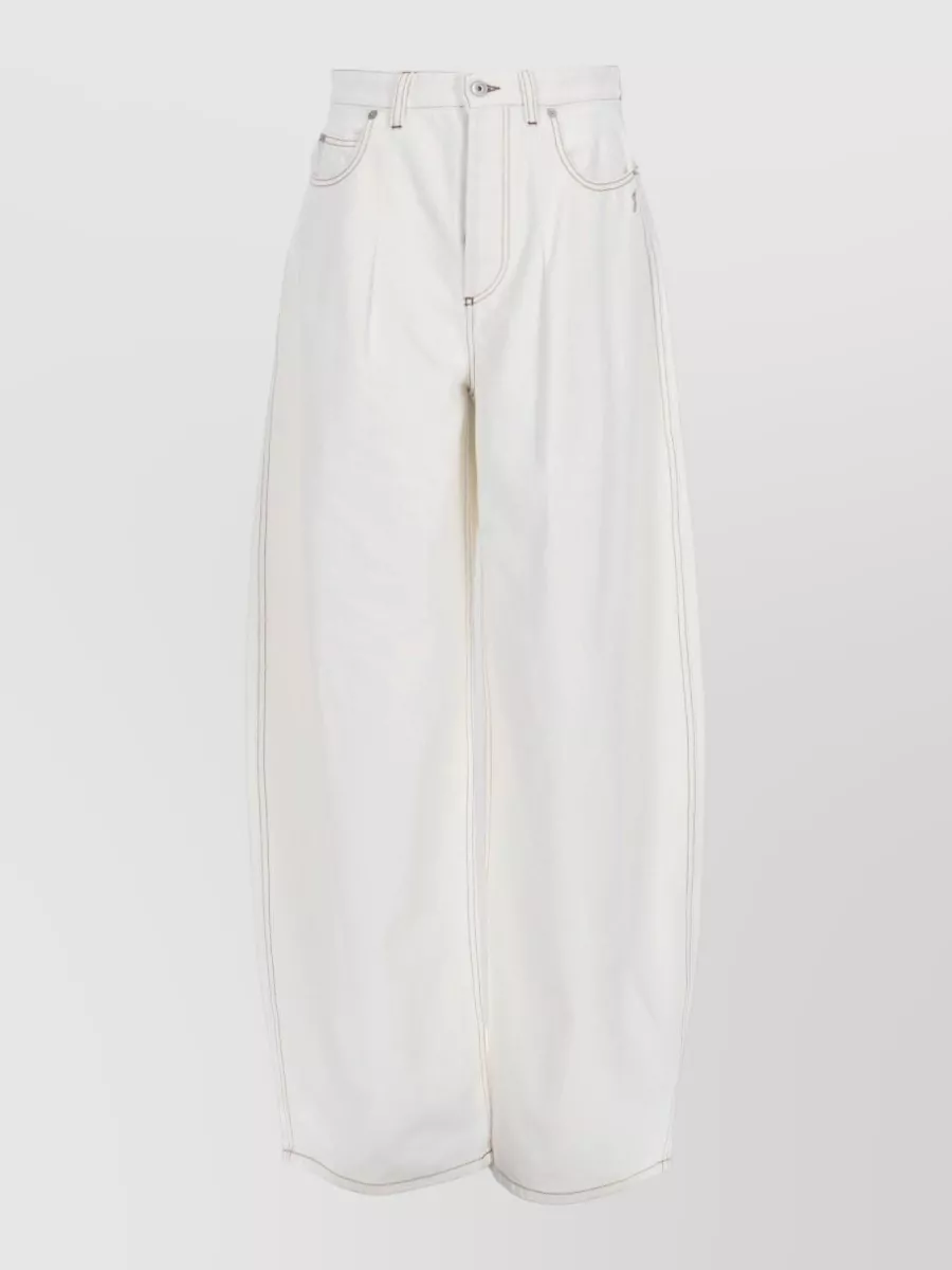Jacquemus Wide Leg Denim Trousers Ovalo Cut In White