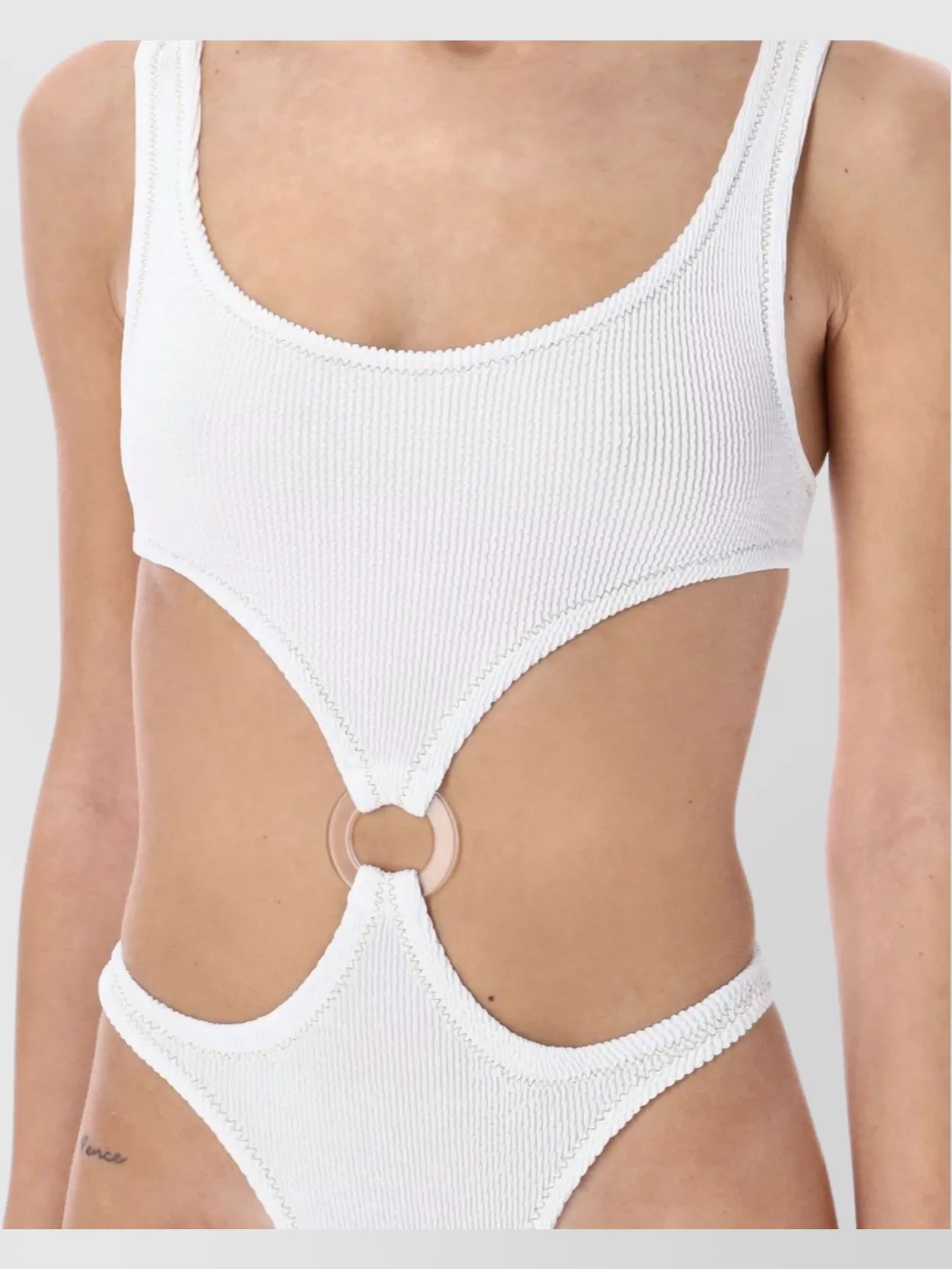 REINA OLGA CRINKLE CUT-OUT SCOOP NECK SWIMSUIT