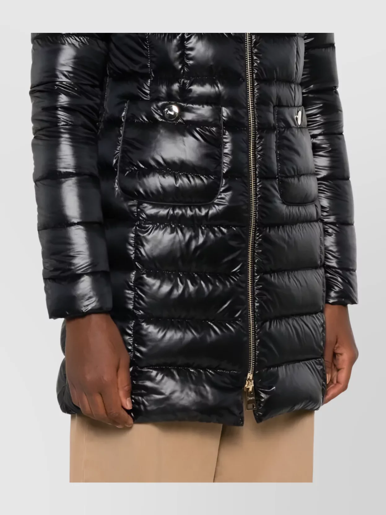 Herno Long Sleeve Quilted Coat And Pockets
