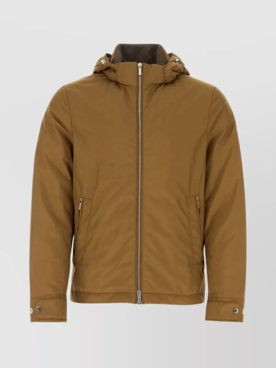 Shop Moorer Polyester Blend Hooded Down Jacket In Brown
