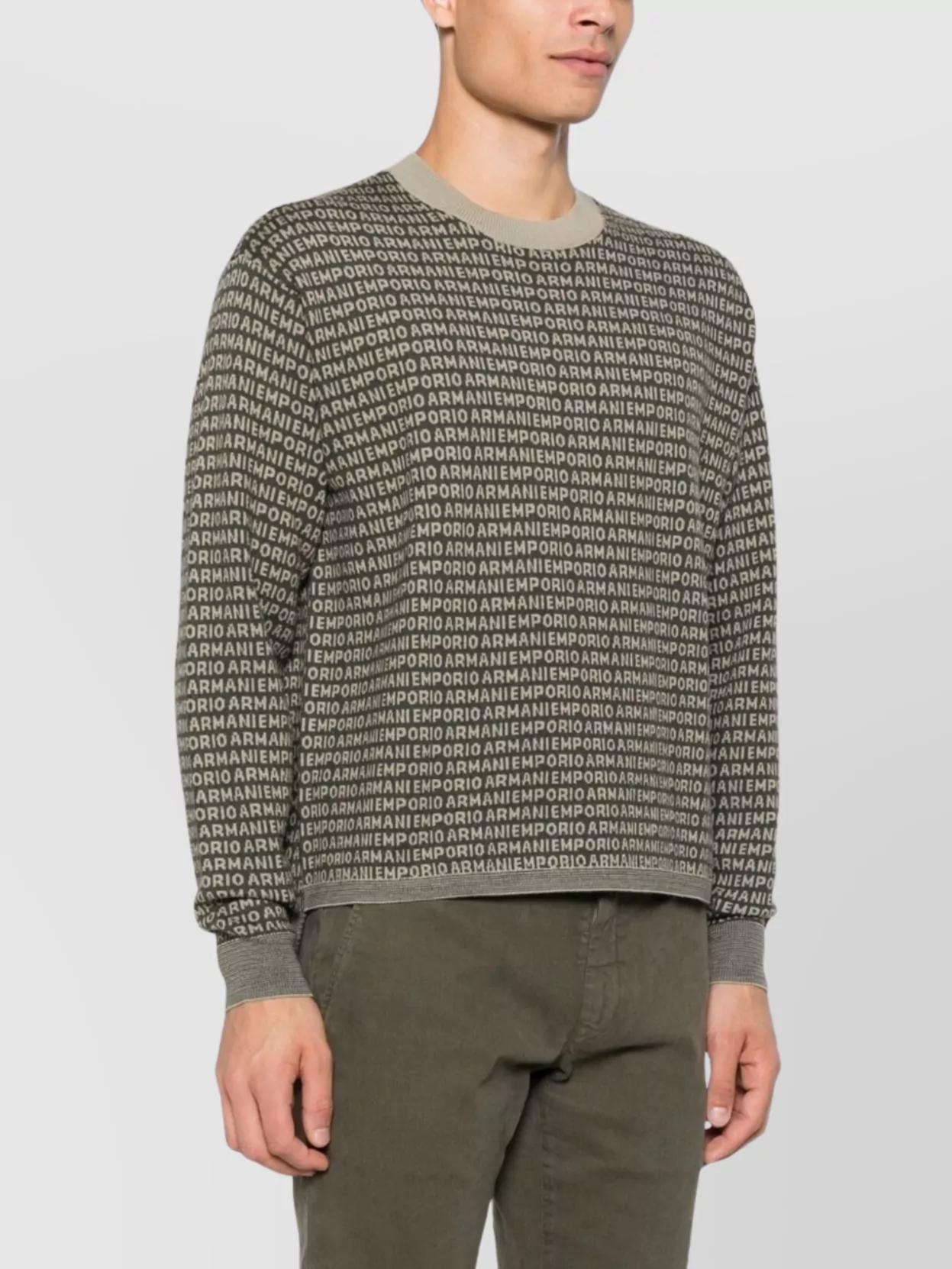 Emporio Armani Wool Crewneck Jumper With Ribbed Cuffs