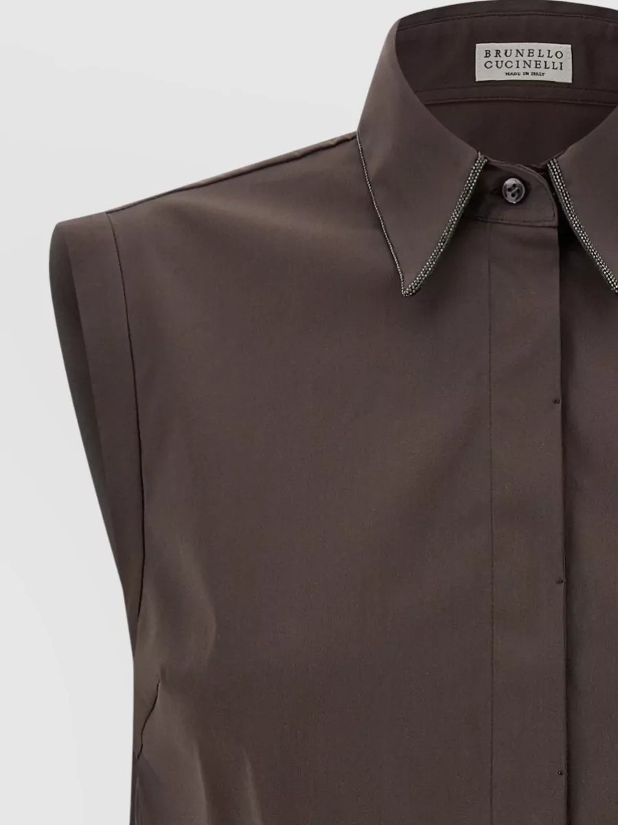 Brunello Cucinelli Sleeveless Shirt Featuring Pointed Collar Detail
