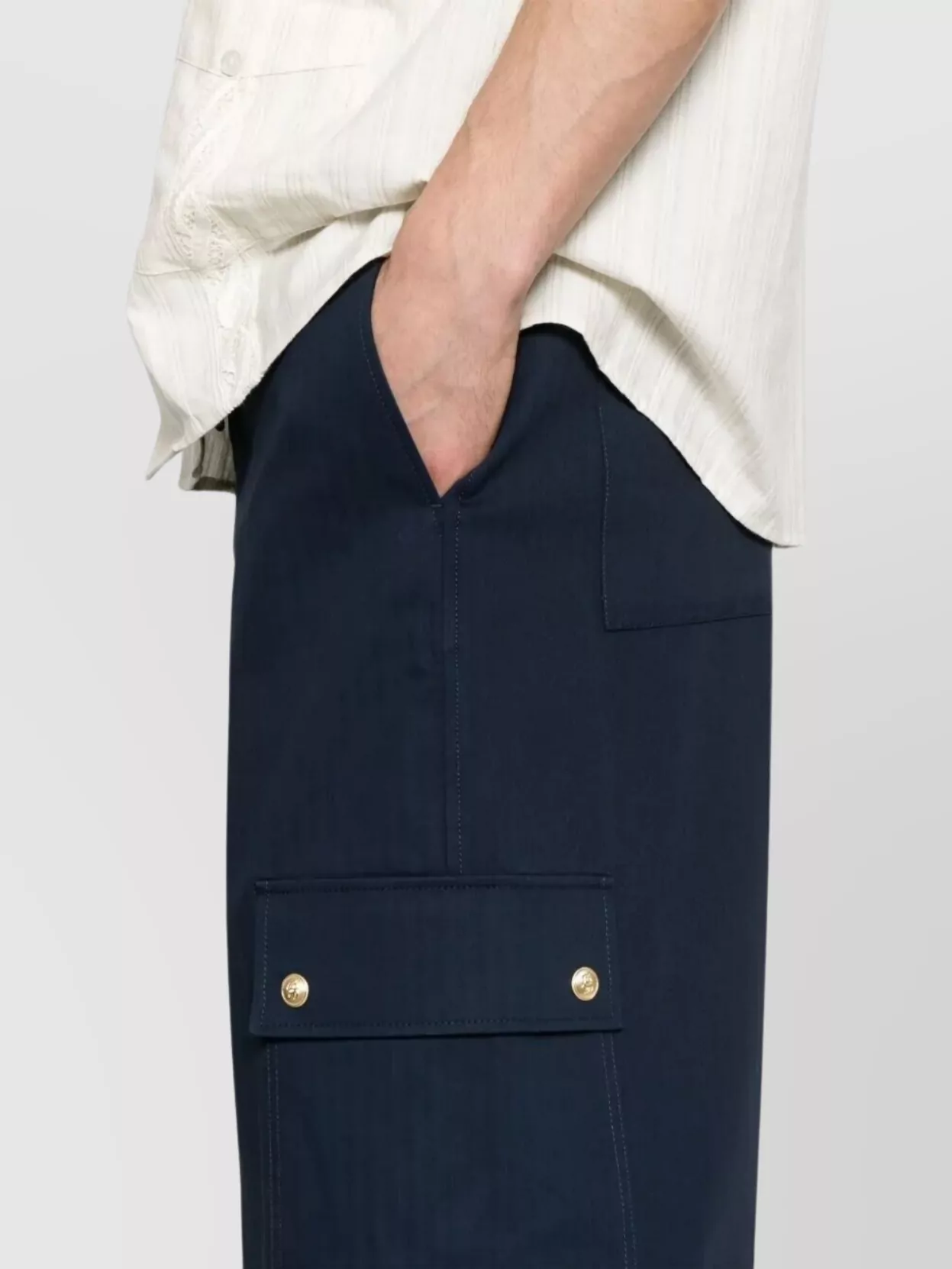 Drôle De Monsieur Chevron Cargo Workwear Shorts Drawstring