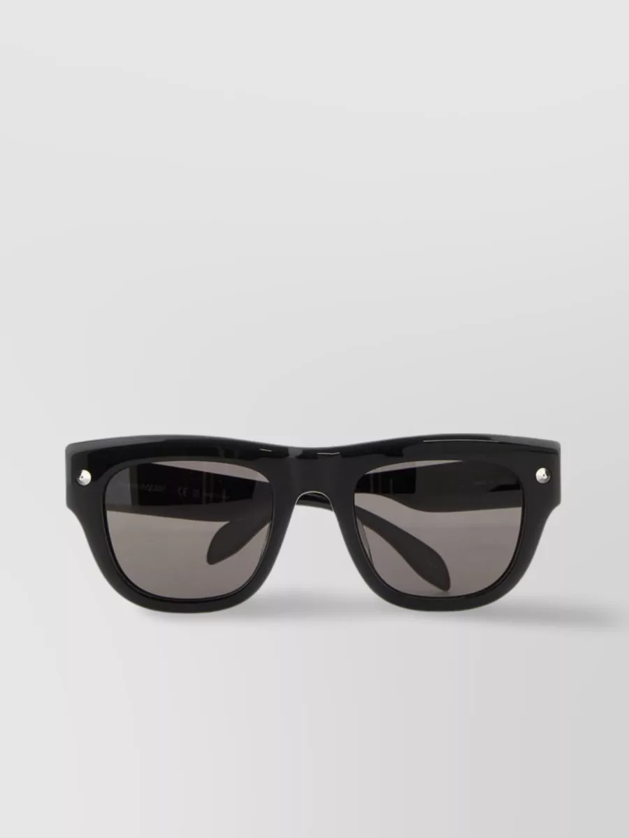 Shop Alexander Mcqueen Geometric Square Sunglasses Metal Studs In Black
