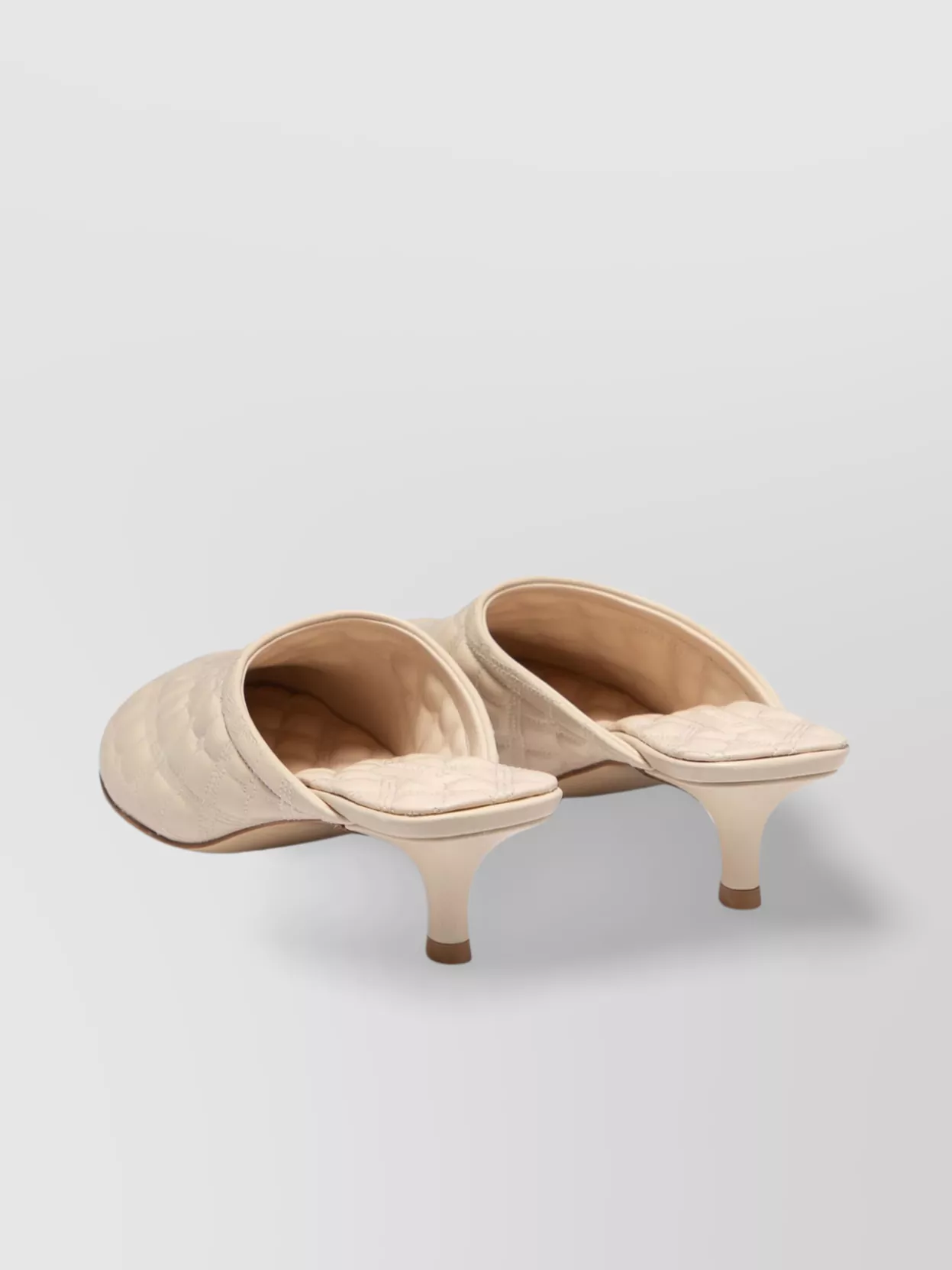 Burberry Quilted Kitten Heel Mules With Embroidered Detail