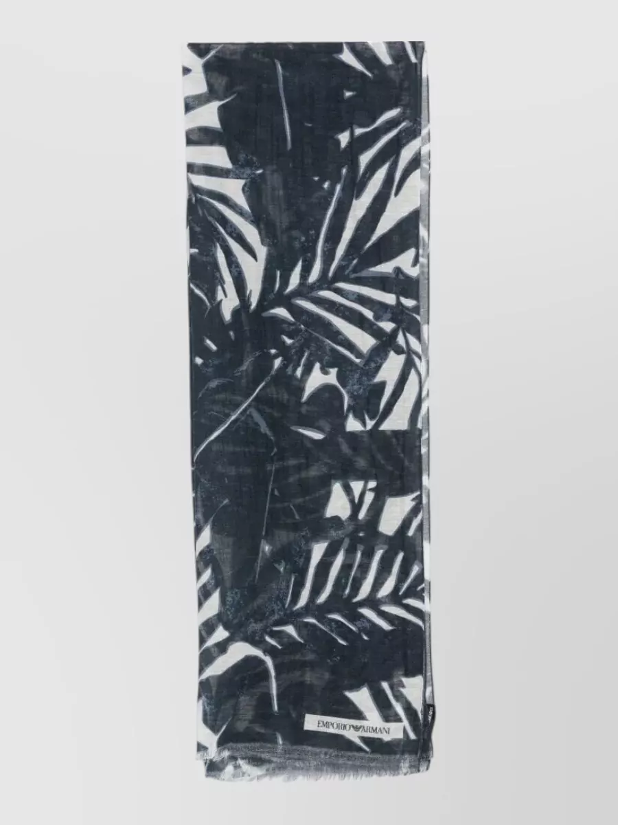 Emporio Armani Scarf — The navy and white Emporio Armani scarf in G adds a subtle palm print that keeps to the same tonal story while bringing just enough interest for breezy coastal days.