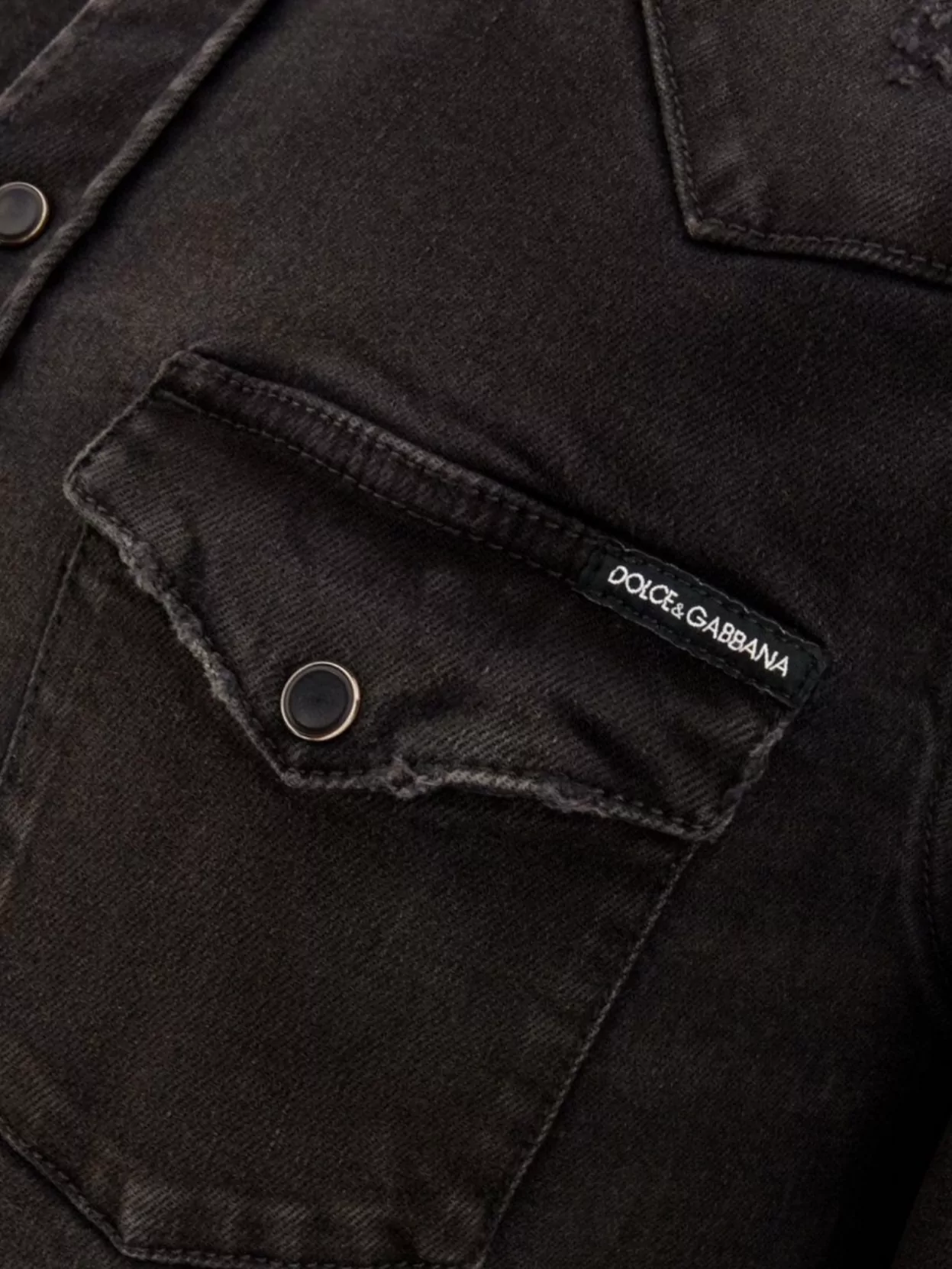 Dolce&Gabbana Denim Shirt With Stretch And Distressed Effect