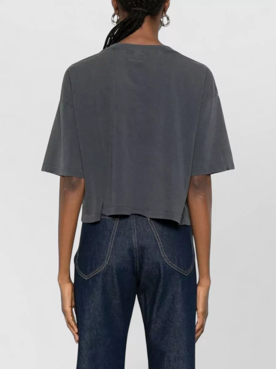 Anine Bing Johnny Cropped T-Shirt Crew Neck Graphic