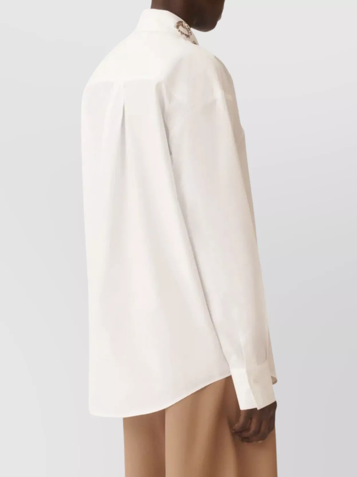 Fabiana Filippi Long Sleeve Top Featuring Embellished Collar