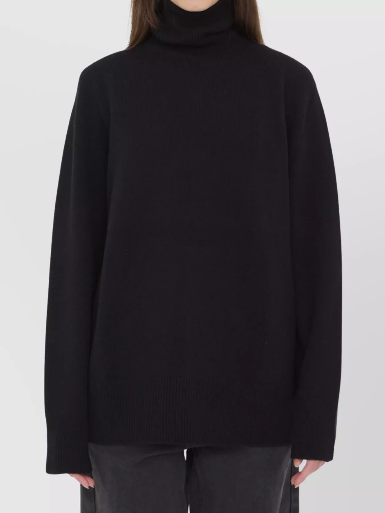 The Row Cashmere Wool Turtleneck Long Sleeve Top In Black