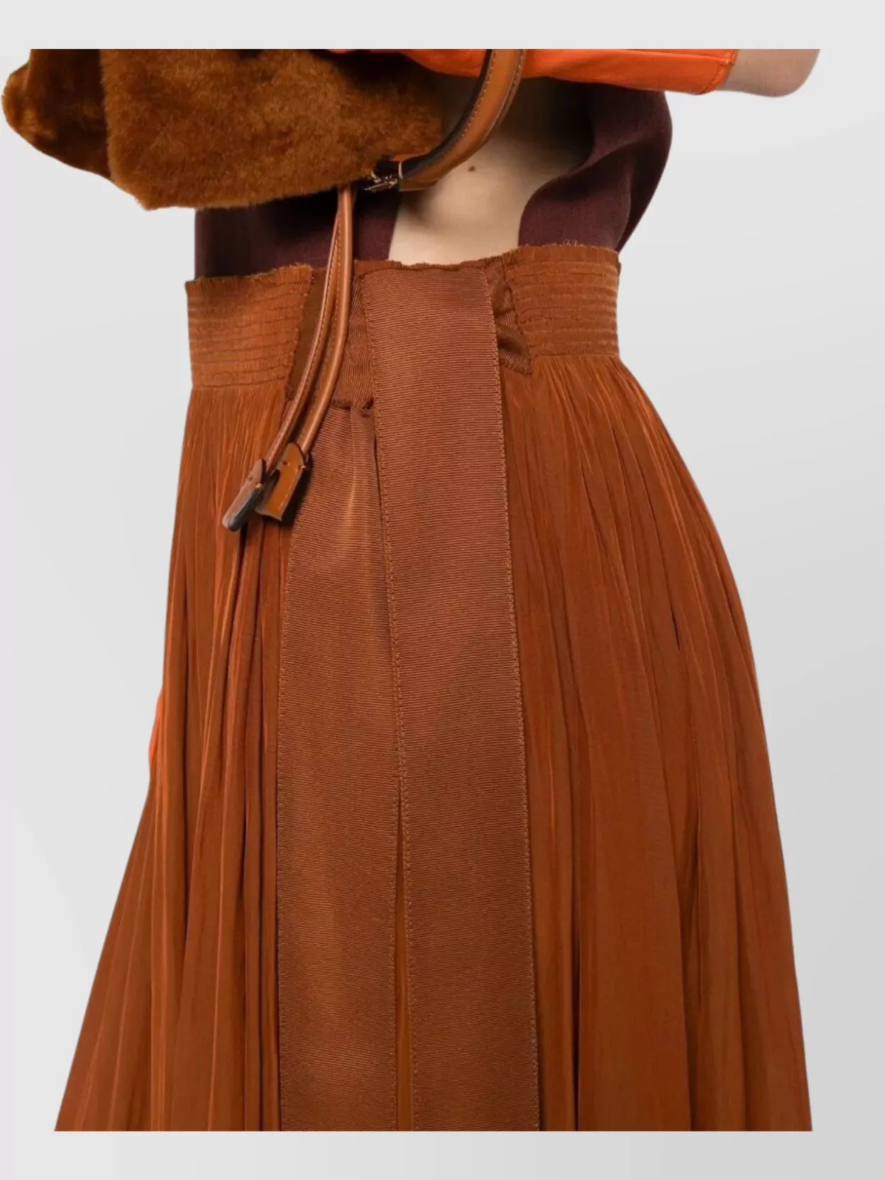 Lanvin Pleated Midi Skirt Ribbon Detail