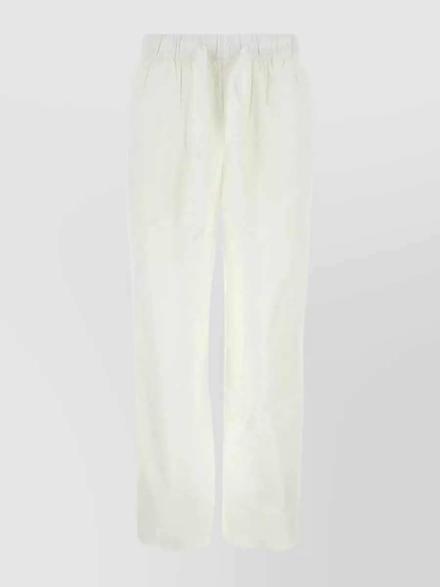Shop Tekla Organic Cotton Wide-leg Sleepwear Trousers In Cream