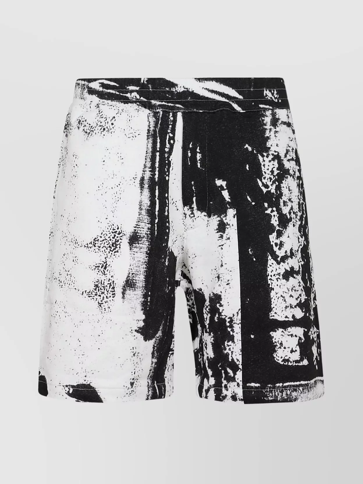 Shop Alexander Mcqueen Waistband Shorts With Pockets And Printed Design In Black