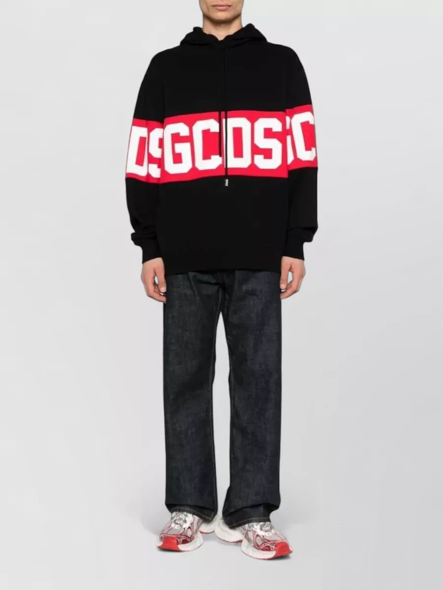 Gcds Striped Cotton Logo Hoodie