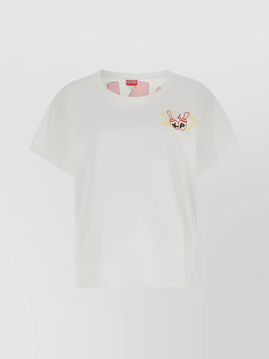 Shop Kenzo Bowling Team Graphic T-shirt In Cream