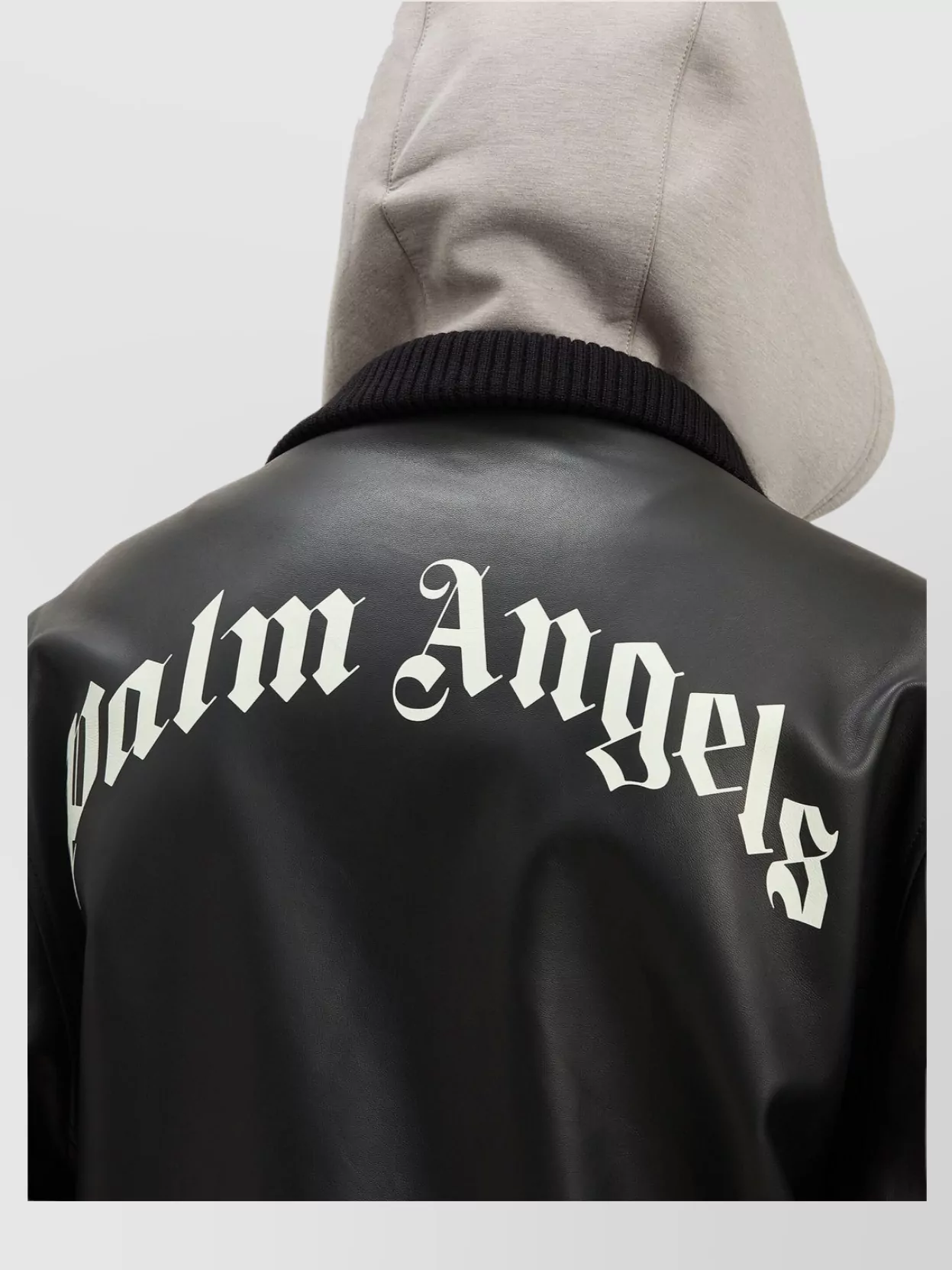 Palm Angels Curved Logo Leather Bomber Jacket