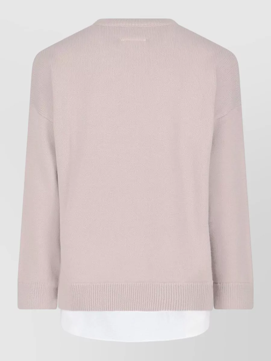 Mm6 Maison Margiela Crewneck Sweater Ribbed Cuffs Hem Neckline