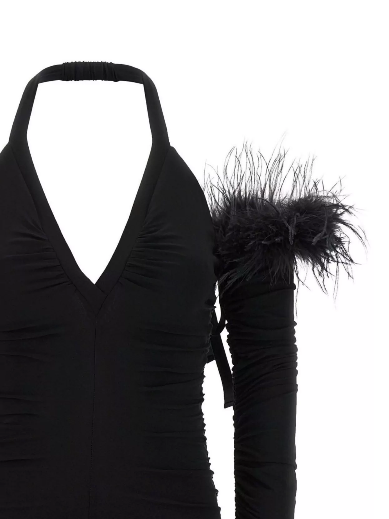 Pinko Halterneck Long Sleeve Bodysuit Feather Detailing