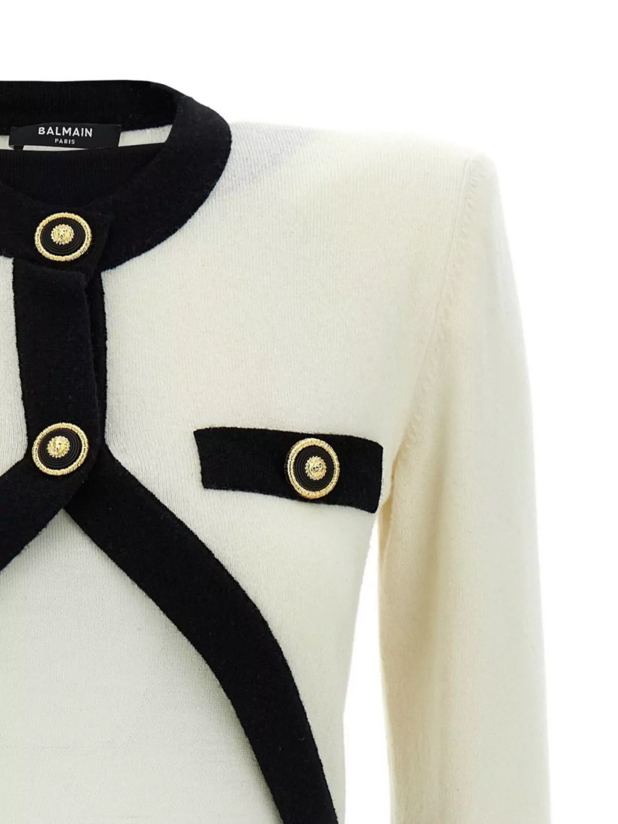Balmain 'chain Trim Fitted Button Sleeve' Dress
