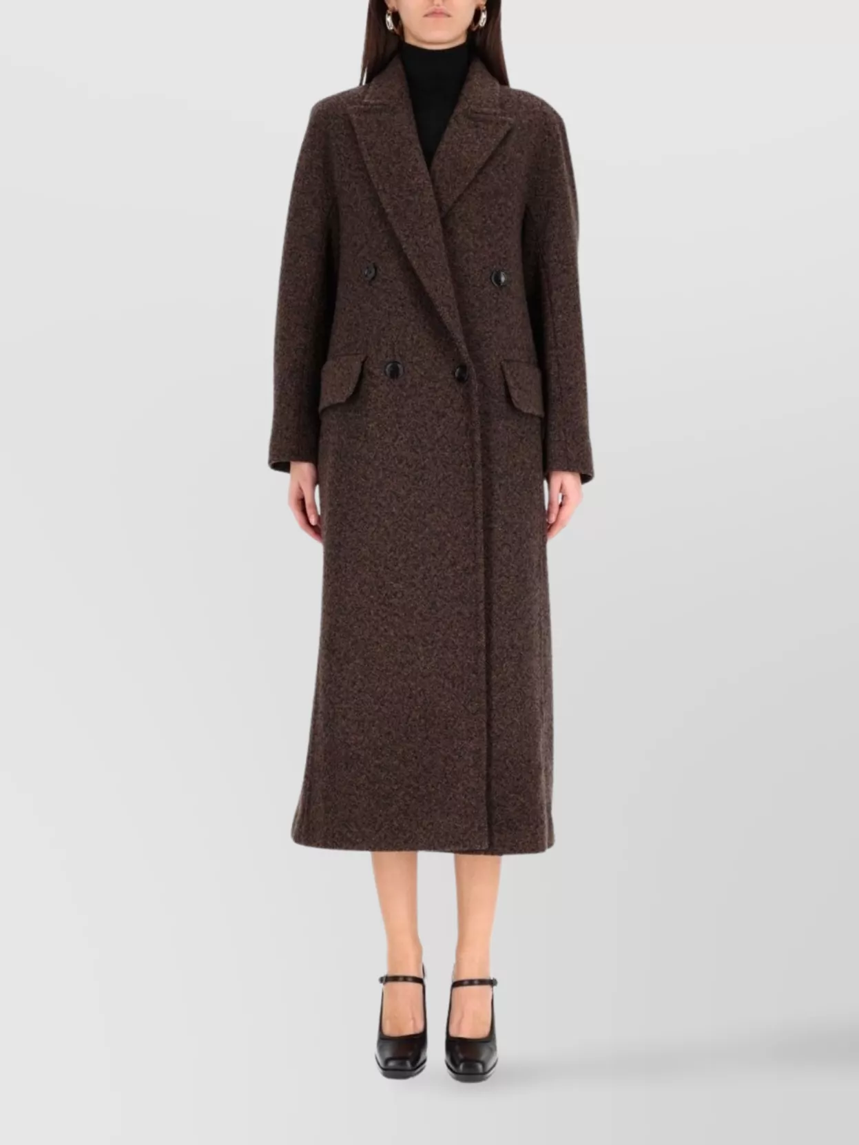 Max Mara Arco 1234 Chocolate Virgin Wool Coat In Black
