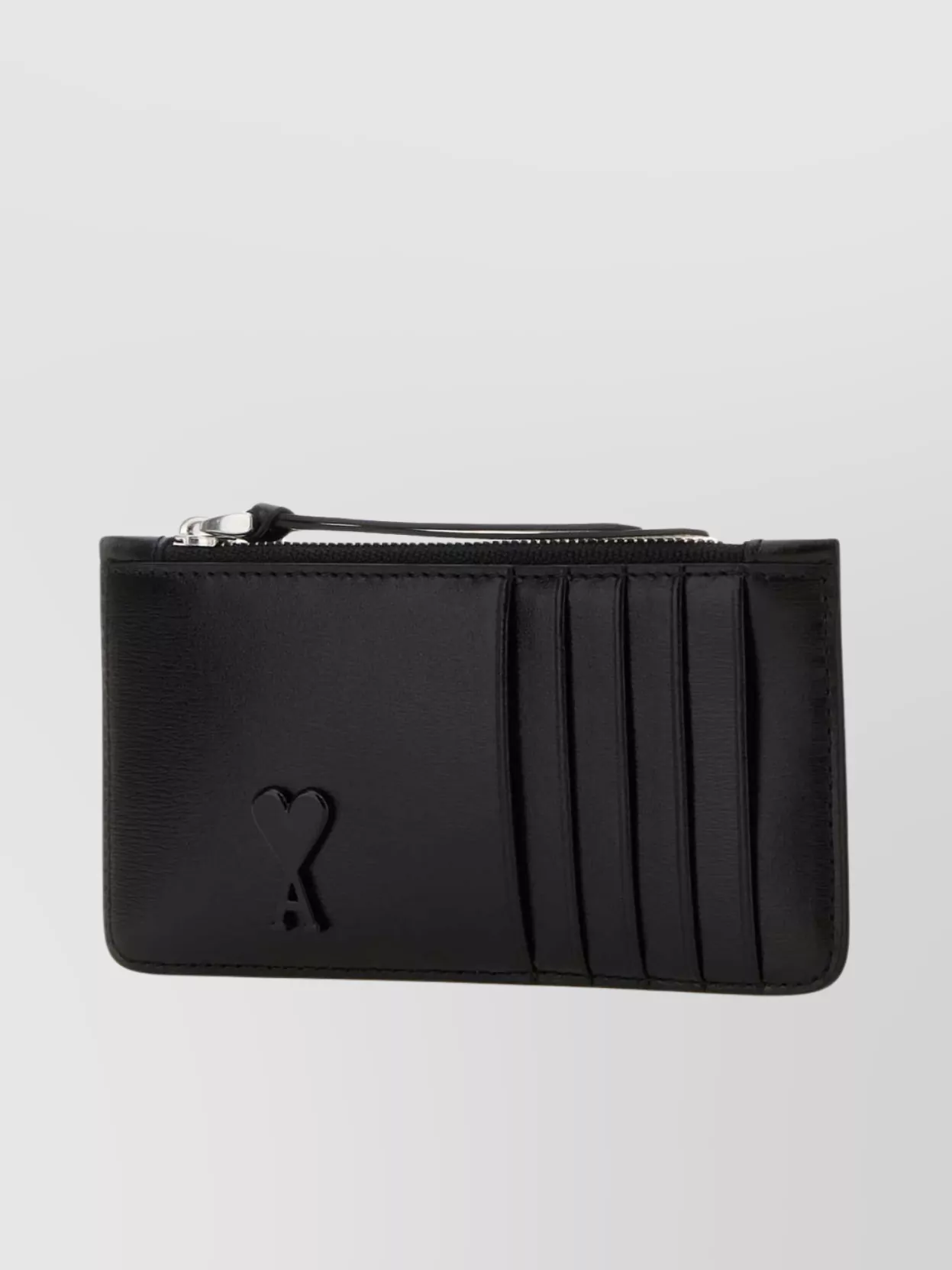 Ami Alexandre Mattiussi Leather Holder With Slots And Logo Detail In Black