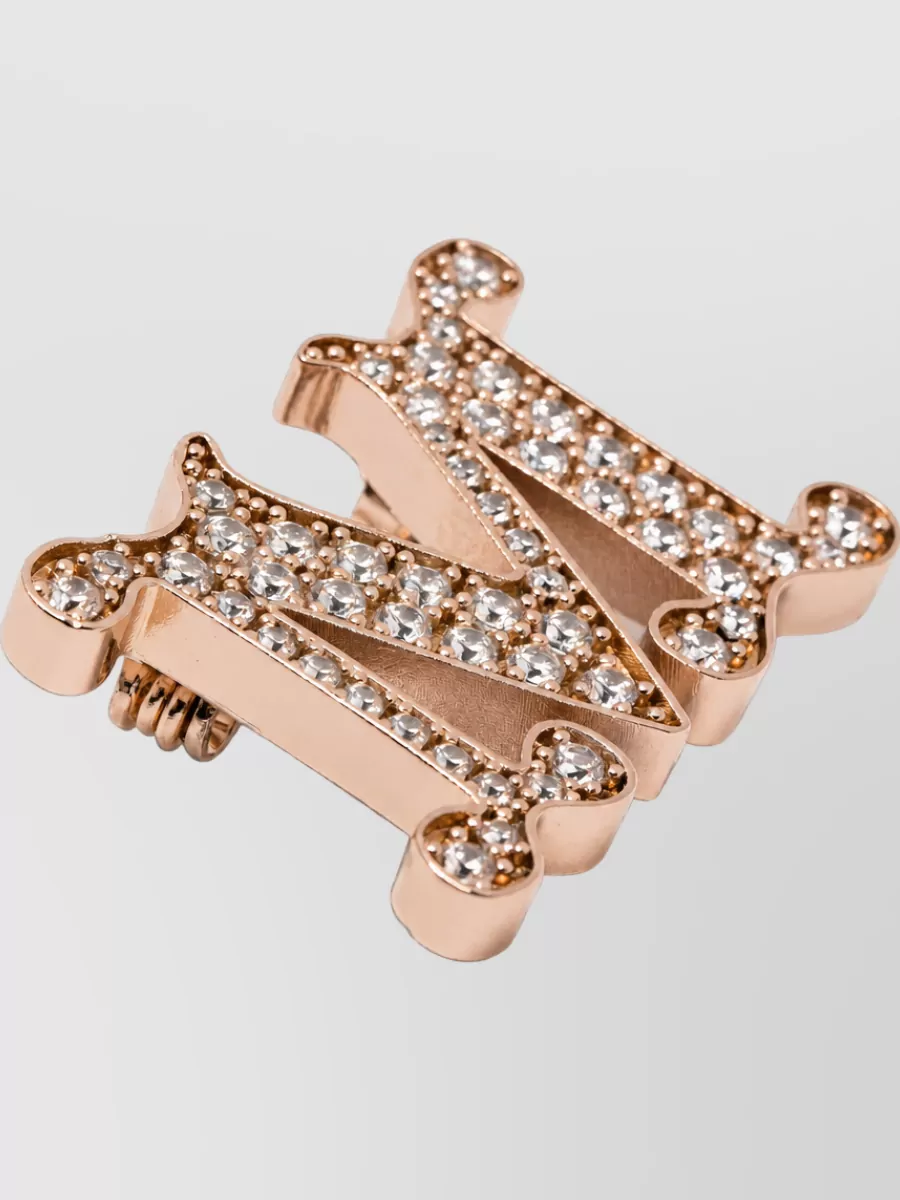 Max Mara Crystal-Embellished Monogram Brooch