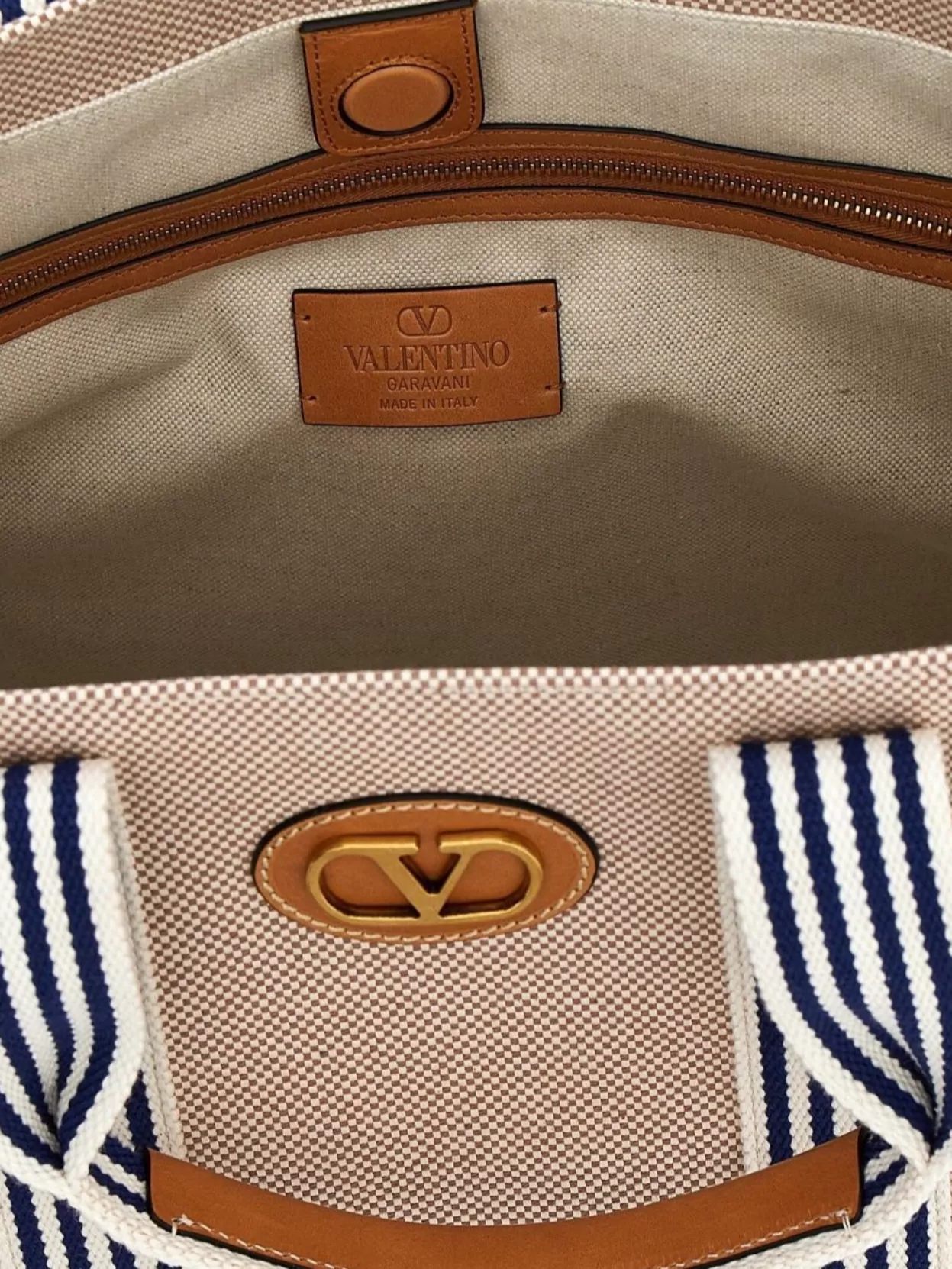 Valentino Antibes Striped Top Handles Handbag